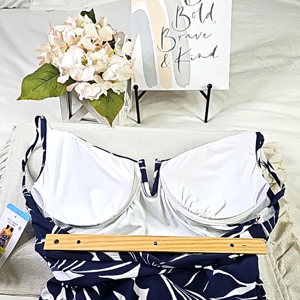 Anne Cole Tankinin Underwire Blue Elegant Wear Vacation Summer Resorwear - Picture 14 of 16